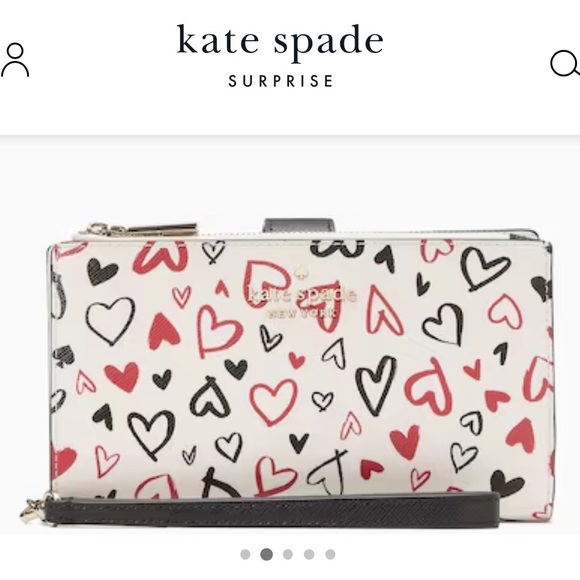 NIB-Kate Spade-SET-Staci Phone Wristlet & Sm Card Holder-Scribble Hearts-$318 - Picture 9 of 16